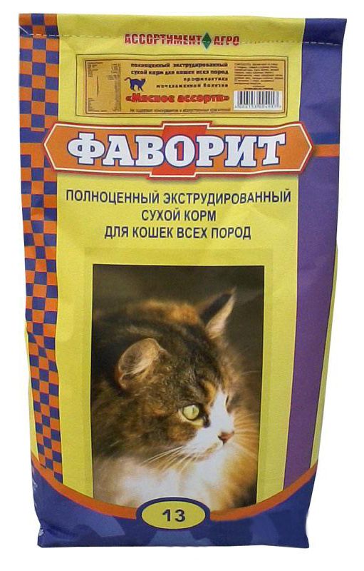 Комбикорм для кошек Фаворит мясное ассорти 13 кг.